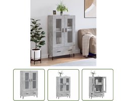 vidaXL Betongrijs - Hoge Kast - Hoge kast 69,5x31x115 cm bewerkt hout betongrijs - Houten Kast - Opslagoplossing - Livingroom Furniture