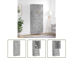 vidaXL Betongrijs - Hoge Kast - Hoge kast 69,5x34x180 cm bewerkt hout betongrijs - Houten Kast - Opslagkast - Woonkamer Kast