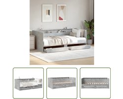 vidaXL Betongrijs - Slaapbank - Slaapbank met lades zonder matras 90x190 cm betongrijs - Houten Slaapbank - Slaapbanken Met Lade - Tweepersoons Slaapbank