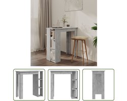 vidaXL Betonlook - Bartafel - Bartafel met schap 102x50x103,5 cm bewerkt hout betongrijs - Houten Bartafel - Kookeiland Tafeltje - Salontafel