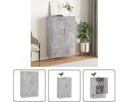 vidaXL Betonnen Grijs - Hoge Kast - Hoge kast 69,5x31x115 cm bewerkt hout betongrijs - Houten Kast - Opslagoplossing - Woonaccessoires