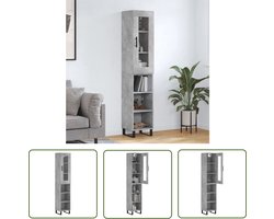 vidaXL Betonnen Grijze Kast - Hoge Kast - Hoge kast 34,5x34x180 cm bewerkt hout betongrijs - Houten Kast - Opslagoplossing - Woonkamer Kast