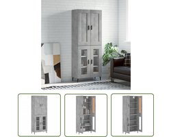 vidaXL Betonnen Grijze Kast - Hoge Kast - Hoge kast 69,5x34x180 cm bewerkt hout betongrijs - Houten Kast - Opslagkast - Kledingkast