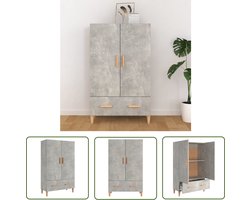 vidaXL Betonnen Grijze Kast - Hoge Kast - Hoge kast 70x31x115 cm bewerkt hout betongrijs - Kast Grijs - Houtskeletkast - Opslagoplossing