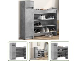 vidaXL Betonnen Grijze Schoenenkast - Schoenenkast - Schoenenkast 100,5x28x100 cm bewerkt hout betongrijs - Houten Schoenenkast - Schoenendoos - Bergruimte