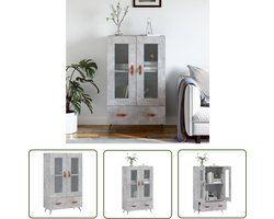 vidaXL Betonnen Look - Hoge Kast - Hoge kast 69,5x31x115 cm bewerkt hout betongrijs - Houten Kast - Opslagoplossing - Livingroom Furniture