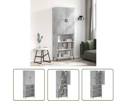 vidaXL Betonnen Look - Hoge Kast - Hoge kast 69,5x34x180 cm bewerkt hout betongrijs - Houten Kast - Opbergkast - Tv Meubel