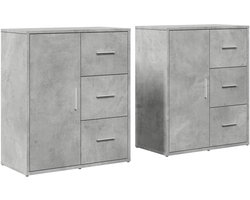 vidaXL Bewerkthout - Dressoir - Dressoirs 2 st 60x31x70 cm bewerkt hout betongrijs - Grijze Dressoir - Tv Meubel - Salontafel