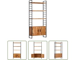 vidaXL Bibliotheek - Boekenkast - Boekenkast met 4 schappen 80x30x180 cm massief acaciahout - Industriële Meubels - Houten Boekenkast - Acacia Hout