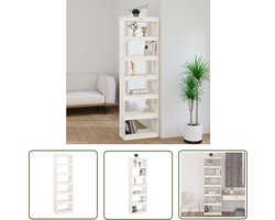 vidaXL Bibliotheek - Boekenkast - Boekenkast/kamerscherm 60x30x199,5 cm massief grenenhout wit - Opbergkast - Kamerdivider - Grenenhout