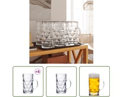 vidaXL Bierglazen - Bier Pullen - Bierpullen met handvat 6 st 1000 ml glas - Glaswerk - Cocktailglazen - Pilsglazen