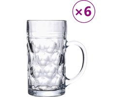 vidaXL - Bierpullen - met - handvat - 6 - st - 1000 - ml - glas