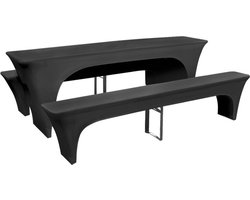 vidaXL - Biertafel- - en - bankenhoesset - stretchstof - antraciet - 3-delig