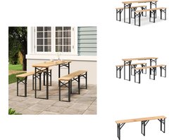 vidaXL Biertafelset - Biertafelsets - Tuinset - Picknickset - 3-delige Biertafelset inklapbaar massief vurenhout
