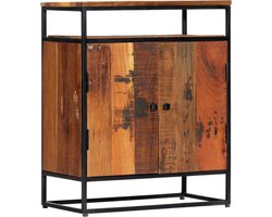 vidaXL - Bijzetkast - 60x35x76 - cm - massief - gerecycled - hout - en - staal