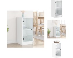 vidaXL Bijzetkast - Bijzetkastje - Bijzetkast - Accenttafel - Bijzetkast met glazen deuren 35x37x75,5 cm wit