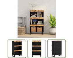 vidaXL Bijzetkast Massief Mangohout 60x33x107 cm Bijzetkast - Industriele Bijzetkast - Mangohouten Kast - Houten Kast - Opbergkast