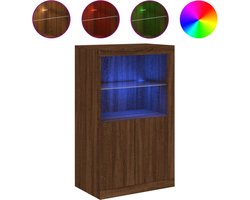 vidaXL - Bijzetkast - met - LED-verlichting - bewerkt - hout - bruin - eikenkleur