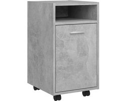 vidaXL - Bijzetkast - met - wielen - 33x38x60 - cm - bewerkt - hout - betongrijs