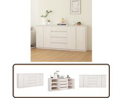 vidaXL Bijzetkasten 3 st massief grenenhout wit