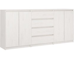 vidaXL - Bijzetkasten - 3 - st - massief - grenenhout - wit