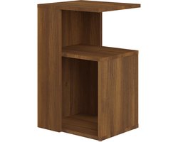 vidaXL - Bijzettafel - 36x30x56 - cm - bewerkt - hout - bruin - eikenkleur