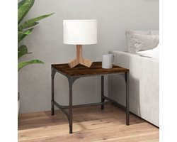 vidaXL Bijzettafel - 40x40x35 cm - Gerookt Eiken Bijzettafel - Industrieel Design - Houten Tafellamp - Bruine Meubels - Industriele Woonaccessoires