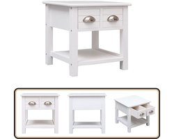 vidaXL Bijzettafel - 40x40x40 cm - Wit - 2 Lades Bijzettafel - Salontafel - Koffietafel - Houten Meubels - Witte Meubelen