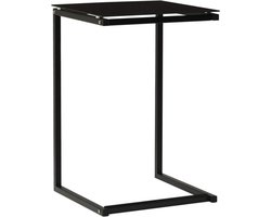 vidaXL - Bijzettafel - 40x40x60 - cm - gehard - glas - zwart