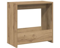vidaXL - Bijzettafel - 50x26x50 - cm - bewerkt - hout - artisanaal - eikenkleurig