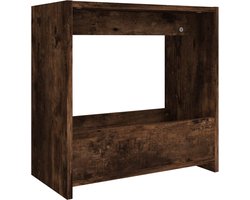vidaXL - Bijzettafel - 50x26x50 - cm - bewerkt - hout - gerookt - eikenkleurig
