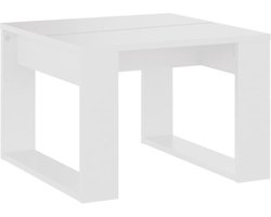 vidaXL - Bijzettafel - 50x50x35 - cm - bewerkt - hout - wit