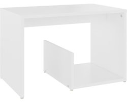 vidaXL - Bijzettafel - 59x36x38 - cm - bewerkt - hout - wit