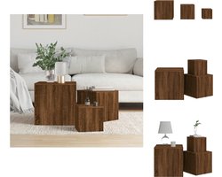 vidaXL Bijzettafel - Bijzettafels - Eindtafel - Salontafel - Bijzettafels 3 st bewerkt hout bruin eikenkleur