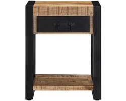 vidaXL Bijzettafel - Massief Mangohout - 40x40x50 cm Bijzettafel - Salontafel - Houten Meubels - Mango Wood - Industriële Stijl