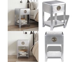 vidaXL Bijzettafel met 1 lade vintage luchtvaartlook - Bijzettafel - Bijzettafels - Bijzet Tafel - Bijzet Tafels