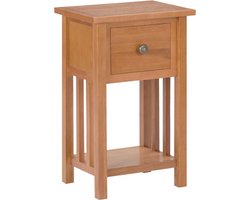 vidaXL - Bijzettafel - met - lade - 35x27x55 - cm - massief - eikenhout