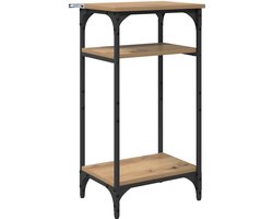 vidaXL - Bijzettafel - met - plank - artisanaal - eikenkleurig - 40 - x - 30 - x - 75 - cm