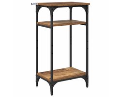 vidaXL - Bijzettafel - met - plank - Oud - hout - 40 - x - 30 - x - 75 - cm - Bewerkt - hout