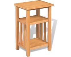 vidaXL - Bijzettafel - met - tijdschrifthouder - 27x35x55 - cm - massief - eikenhout