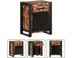 vidaXL Bijzettafel - Nachtkastje - Nachtkastje 40x30x50 cm massief gerecycled hout meerkleurig - Slaapkamermeubilair - Mango Wood - Gerecyclede Materialen