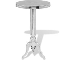 vidaXL - Bijzettafel - rond - aluminium - zilver