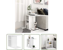 vidaXL Bijzettafel - Salontafel - Bijzettafel 50x30x50 cm bewerkt hout wit - Houten Tafel - Wit Tafellamp - Moderne Salontafel