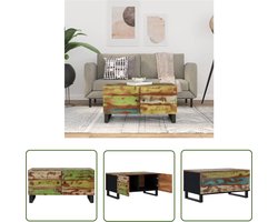 vidaXL Bijzettafel - Salontafel - Salontafel 80x50x40 cm massief gerecycled hout en bewerkt hout - Houten Tafel - Multifunctionele Tafel - Vintage Tafel