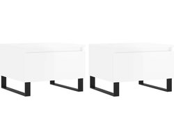 vidaXL Bijzettafel - Salontafel - Salontafels 2 st 50x46x35 cm bewerkt hout hoogglans wit - Houten Tafel - Witte Tafel - Design Tafel