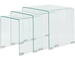 vidaXL - Bijzettafel - set - 3-dlg - transparant - gehard - glas