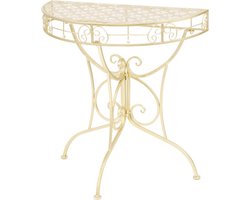 vidaXL - Bijzettafel - vintage - stijl - half - rond - 72x36x74 - cm - metaal - goud