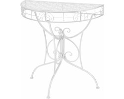 vidaXL - Bijzettafel - vintage - stijl - half - rond - 72x36x74 - cm - metaal - zilver
