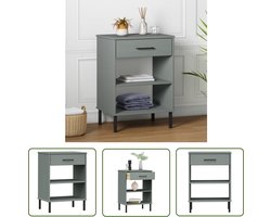 vidaXL Bijzettafel - Wandtafel - Wandkast met metalen poten OSLO massief grenenhout grijs - Industrieel - Grenshouten - Hout