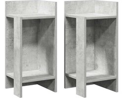 vidaXL - Bijzettafels - 2 - st - met - plank - 25,5x27x60 - cm - betongrijs